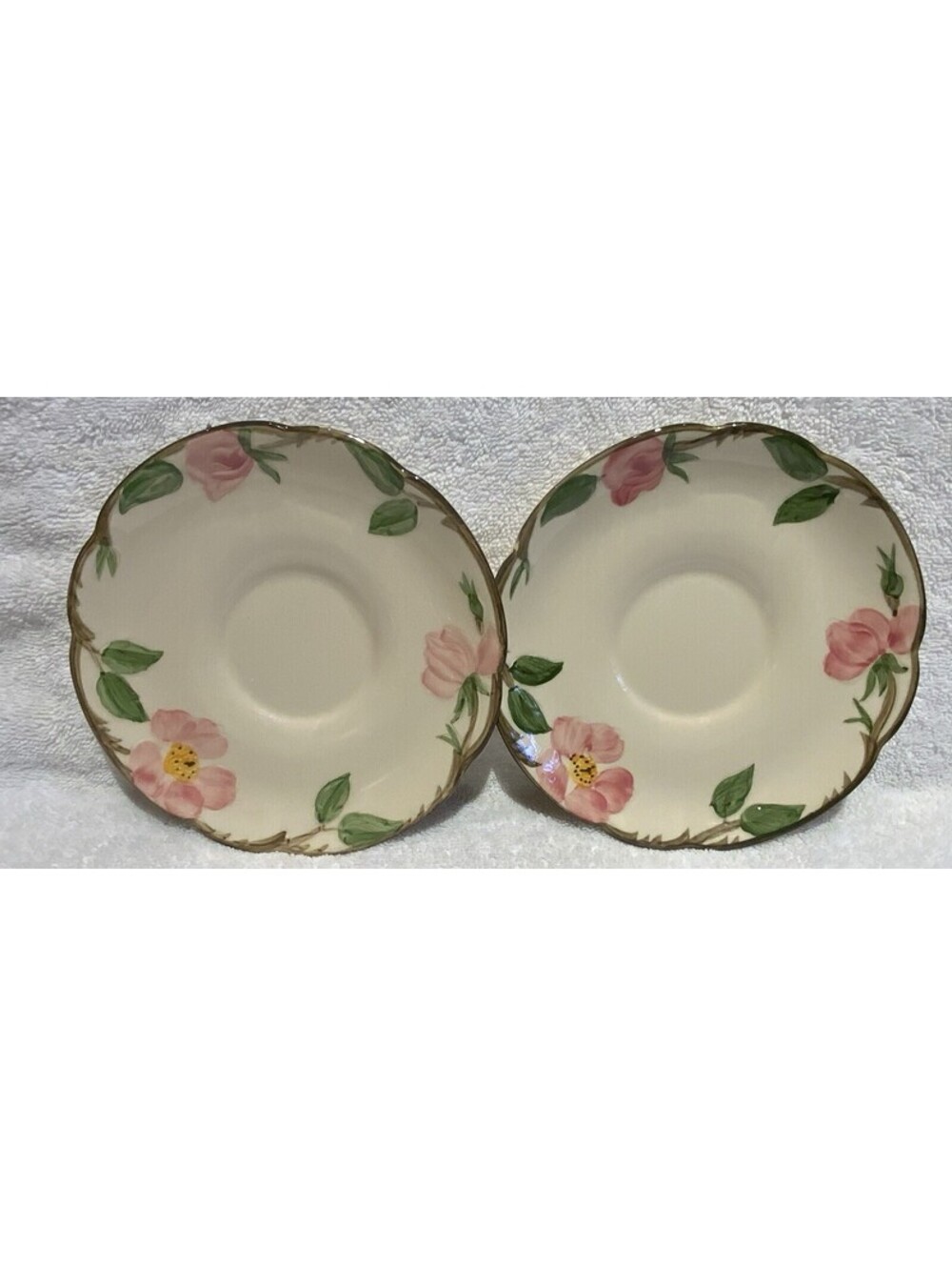 Antique USA Made Earthenware Franciscan Ware 5.75” Saucers Set Of Two